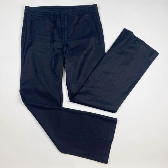 LEVEL 99 Black Linen Lyocell Blend Wide Straight Leg Pants Trousers - Size‎ 29 - Picture 1 of 8